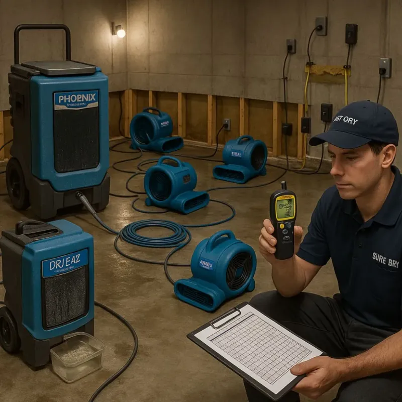 Structural Drying and Dehumidification process in Somers, CT